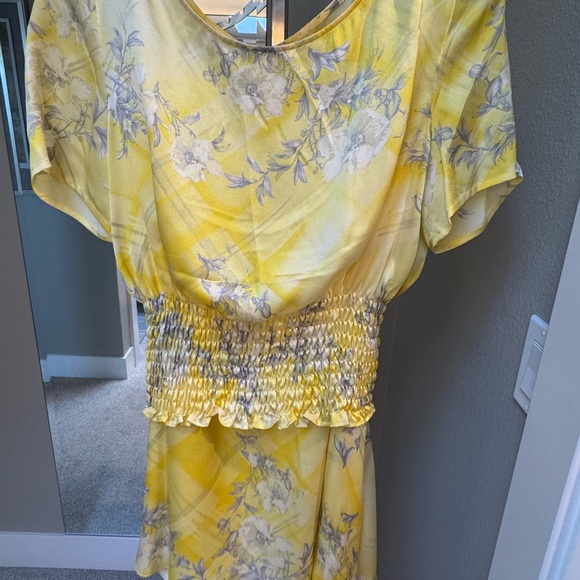 Escada Silk Set Yellow Floral Blouse + Skirt